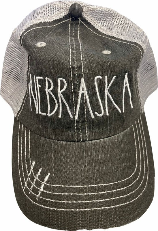 Rae Dunn Inspired Nebraska Embroidered Hat