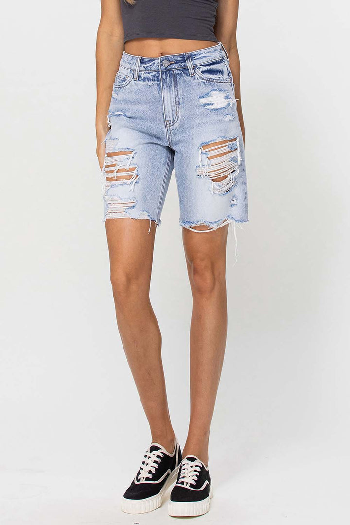 Vervet High Rise Distressed Bermuda Short - Boho Soho