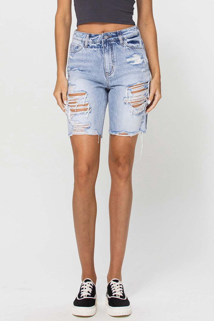 Vervet High Rise Distressed Bermuda Short - Boho Soho