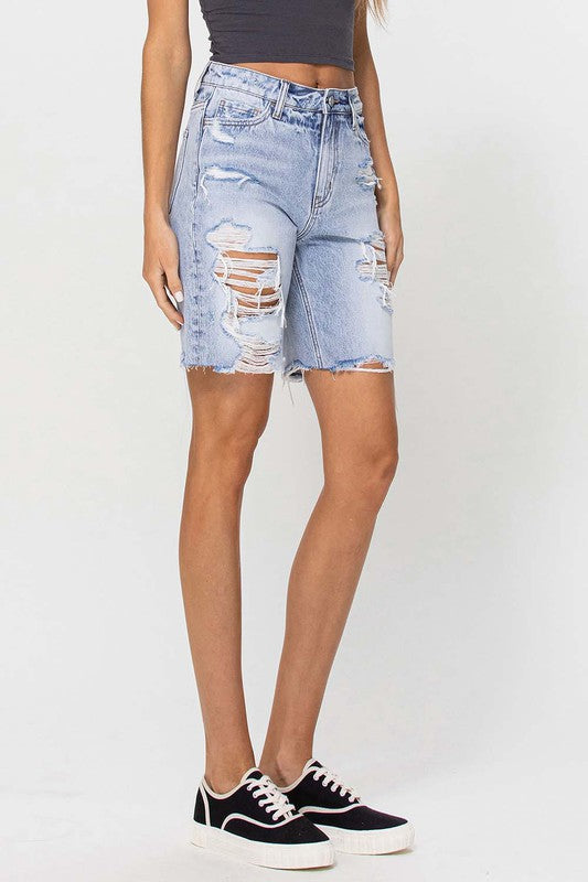 Vervet High Rise Distressed Bermuda Short - Boho Soho