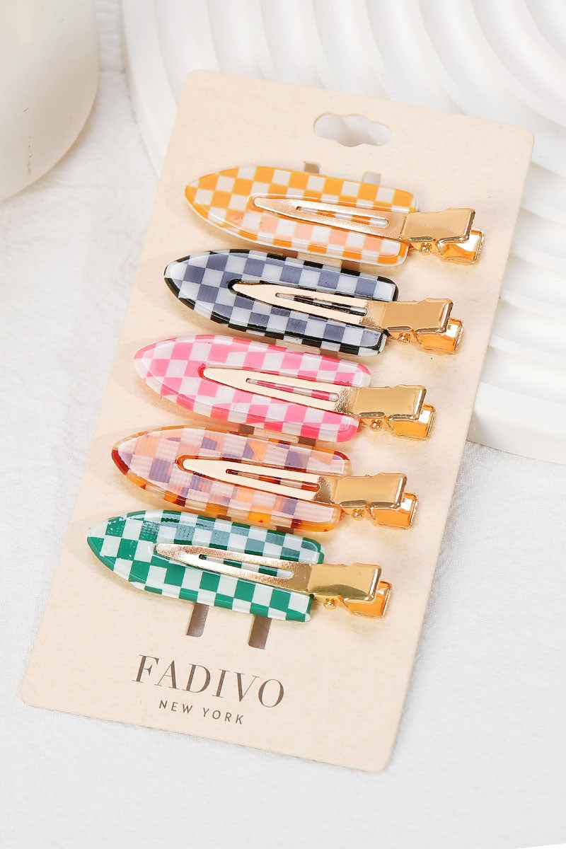 Fadivo Checkerboard Hair Pin Set - Boho Soho