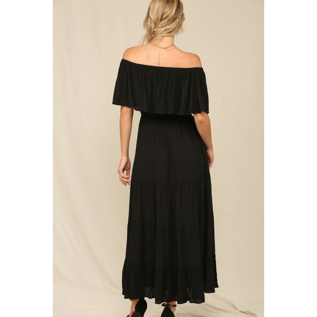RUFFLE OFF THE SHOULDER MAXI DRESS - Boho Soho