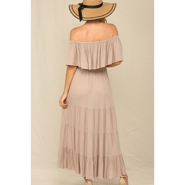 RUFFLE OFF THE SHOULDER MAXI DRESS - Boho Soho