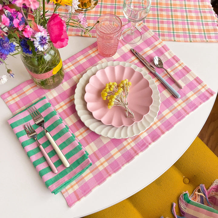 Archive NY Abigail Plaid Placemat in Bubblegum