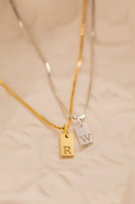 Dani & Em Stamped Initial Personalized Necklace