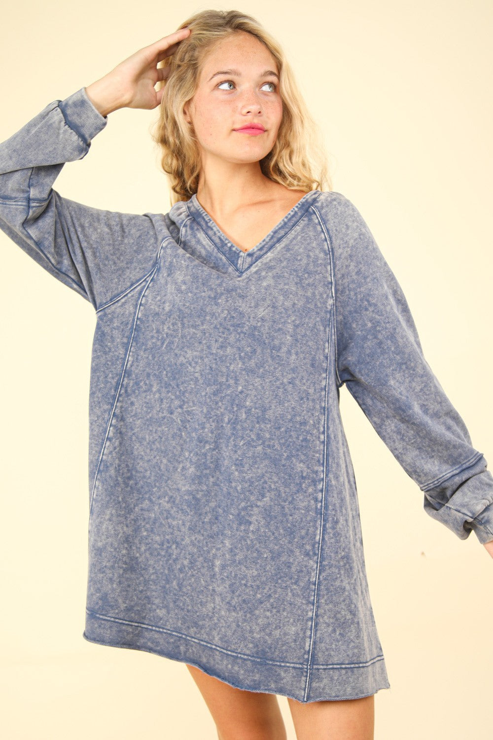 VERY J Mineral Washed Oversized A-Line Mini Dress VERY J Mineral Washed Oversized A-Line Mini Dress