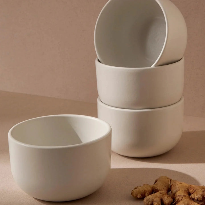 Gharyan Tunisian Bowl Set of 4 - Matte White