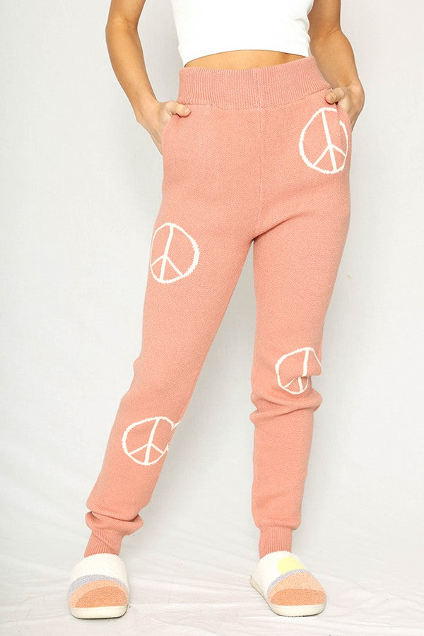 Peace Symbol Sweater Joggers - Boho Soho