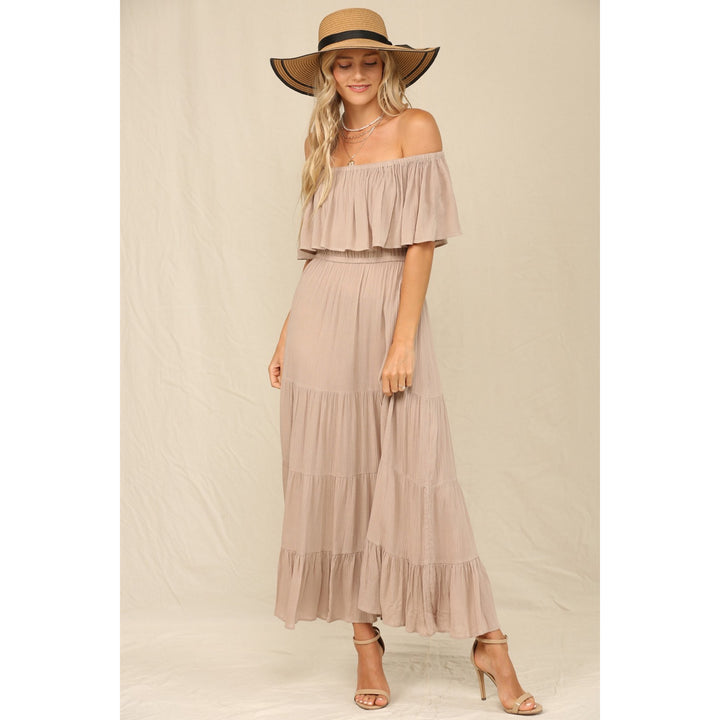 RUFFLE OFF THE SHOULDER MAXI DRESS - Boho Soho