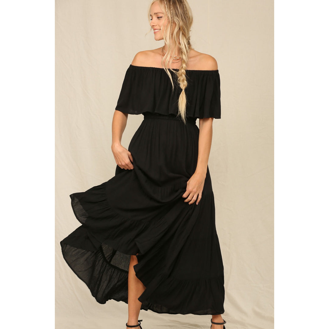 RUFFLE OFF THE SHOULDER MAXI DRESS - Boho Soho