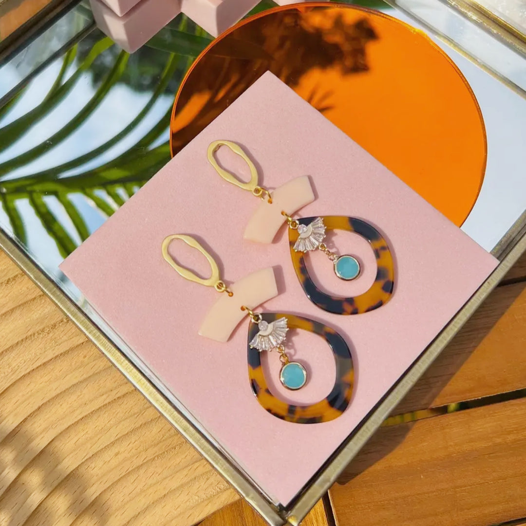 Tribe + Temple Deco Cocktail Tortoise Hoops - Boho Soho