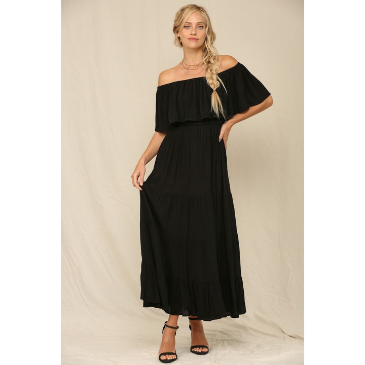 RUFFLE OFF THE SHOULDER MAXI DRESS - Boho Soho
