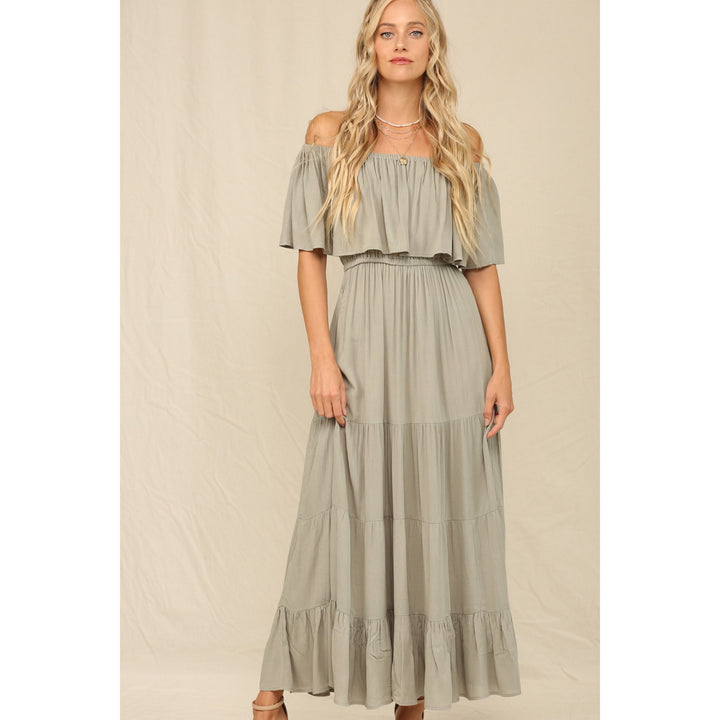 RUFFLE OFF THE SHOULDER MAXI DRESS - Boho Soho
