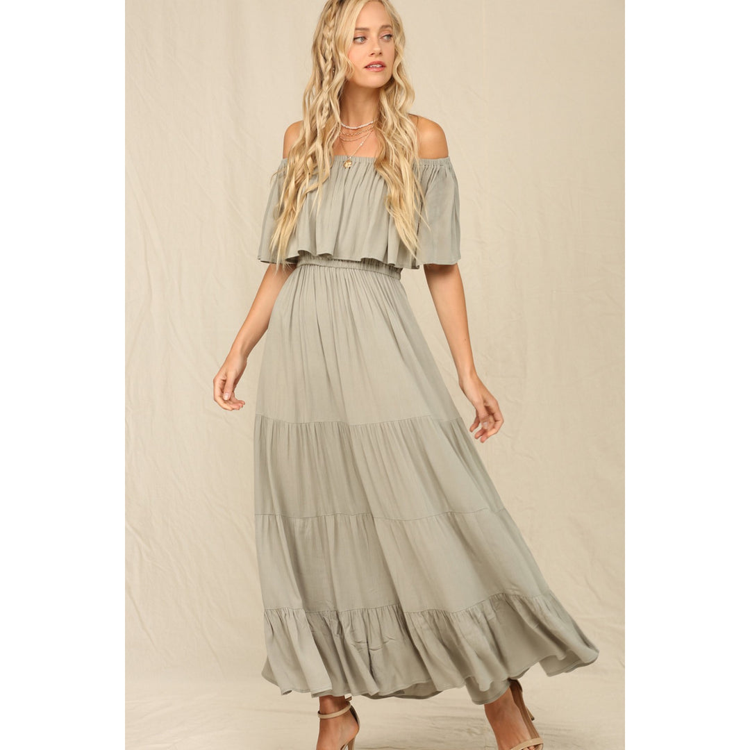 RUFFLE OFF THE SHOULDER MAXI DRESS - Boho Soho