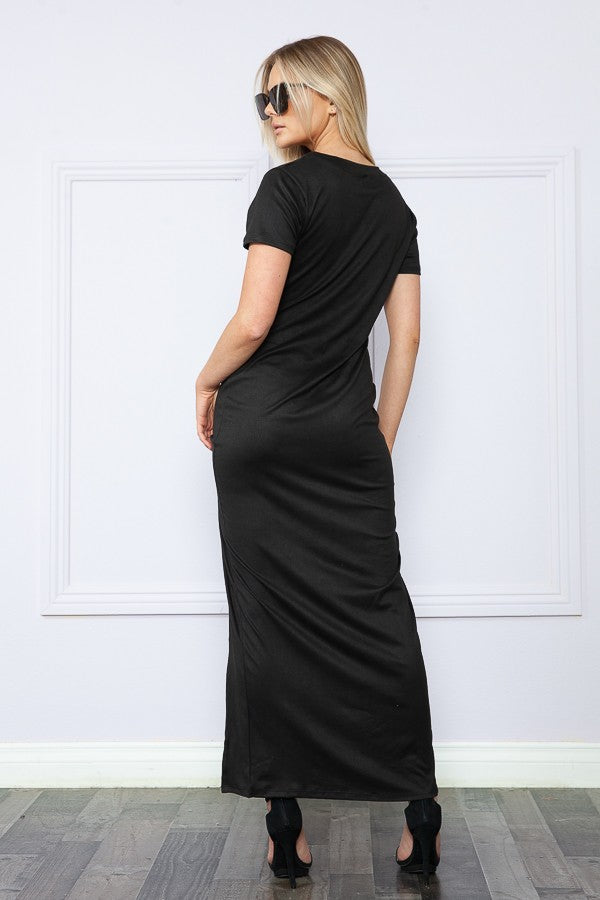 Lily Side Slit Tee Maxi Dress - Boho Soho