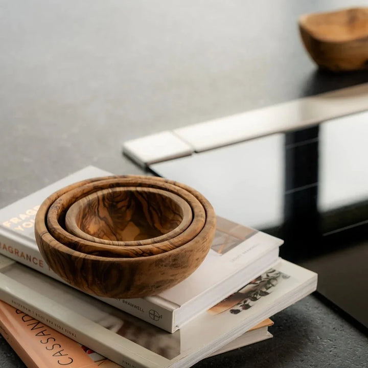 Gharyan Handmade Olive Wood Nesting Bowls - set of 3