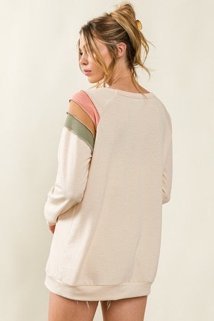 BIBI Kayla Thermal Stitched Colorblock Top - Boho Soho