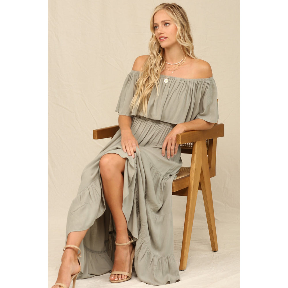 RUFFLE OFF THE SHOULDER MAXI DRESS - Boho Soho