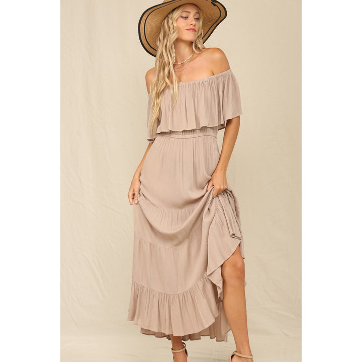 RUFFLE OFF THE SHOULDER MAXI DRESS - Boho Soho