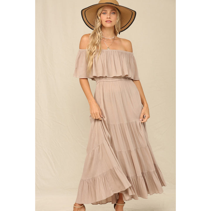 RUFFLE OFF THE SHOULDER MAXI DRESS - Boho Soho