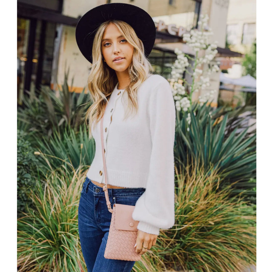 Woven Flapover Crossbody Vegan Leather Bag - Boho Soho