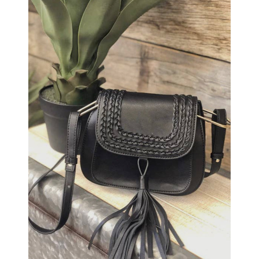 Megan Tassel Saddle Crossbody Vegan Leather Bag - Boho Soho