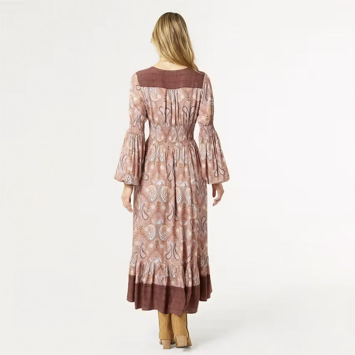 COCO + CARMEN Kyla Long Sleeve V-Neck Dress - Boho Soho
