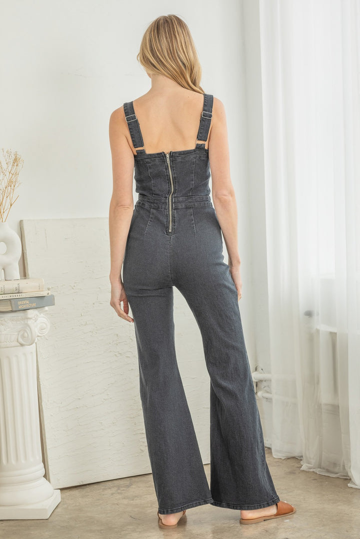 Reverof Button Down Detail Denim Jumpsuit - Boho Soho