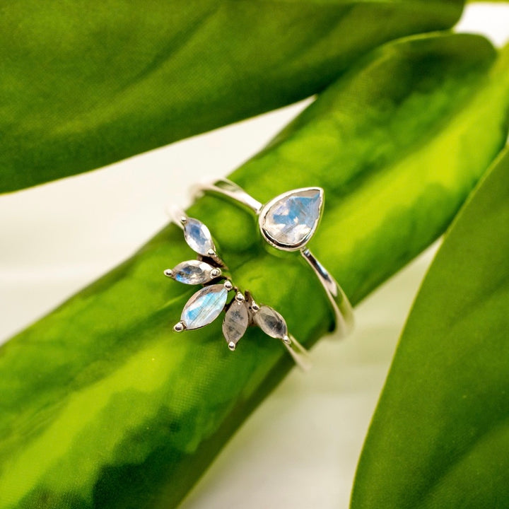 Sterling Silver Nesting Moonstone Ring Set - Boho Soho