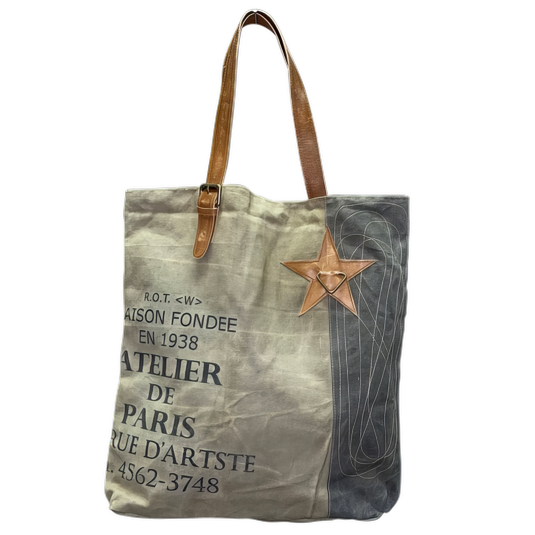 Star Key Tall Canvas Tote - Boho Soho