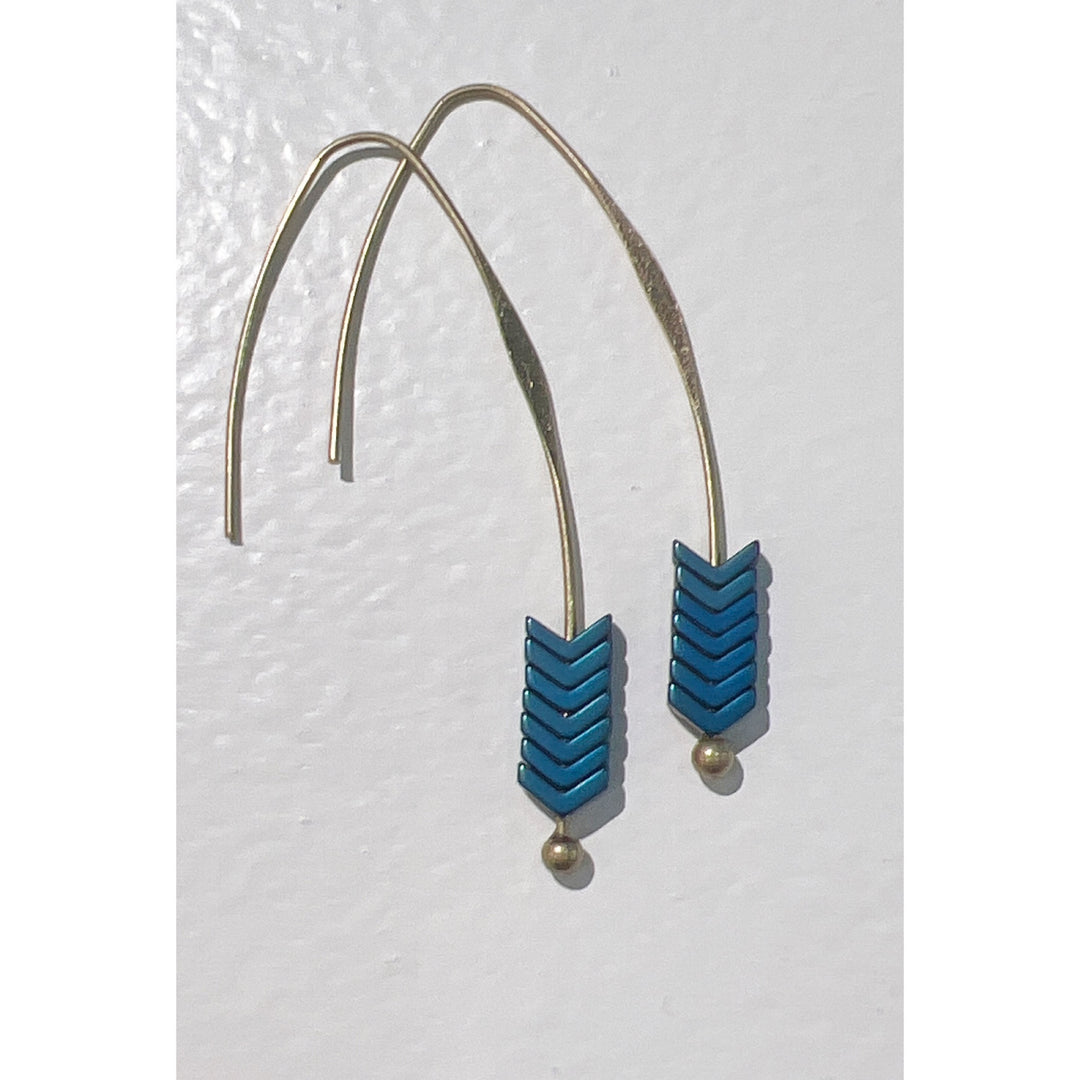 Blue Chevron Stone Earrings - Boho Soho