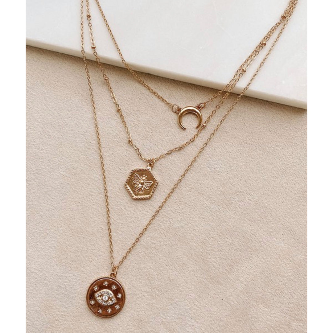 Boho Love Horseshoe & Bee Charm Necklace - Boho Soho