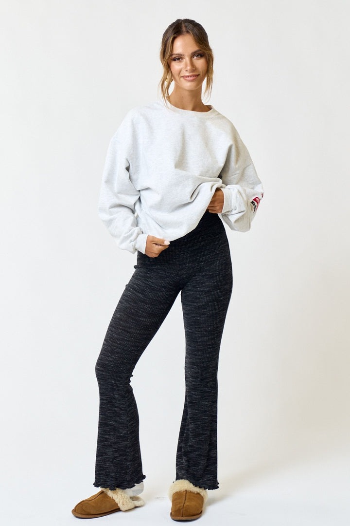 Lettuce Hem Flare Ribbed Pants - Boho Soho