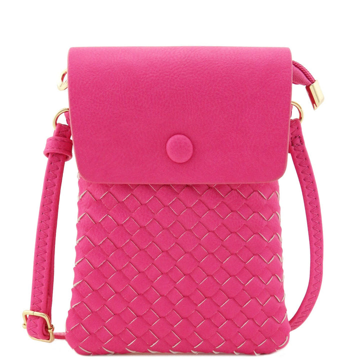 Woven Flapover Crossbody Vegan Leather Bag - Boho Soho