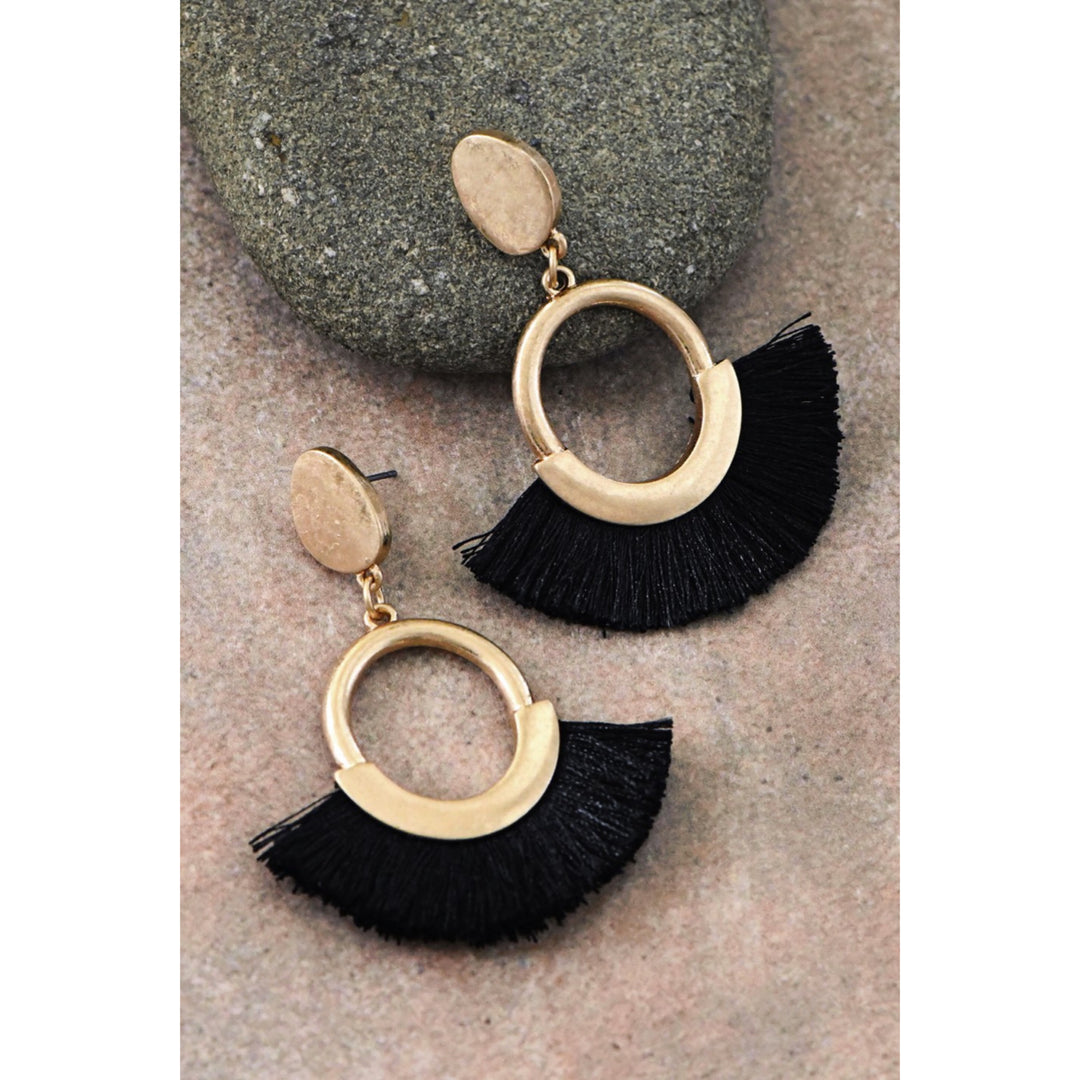 Boho Black Fan Tassel Earrings - Boho Soho