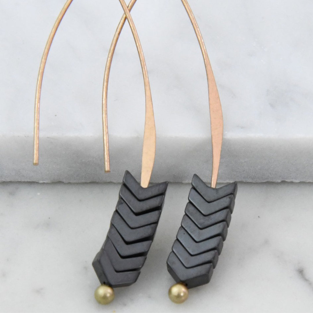 Grey Chevron Stone Earrings - Boho Soho
