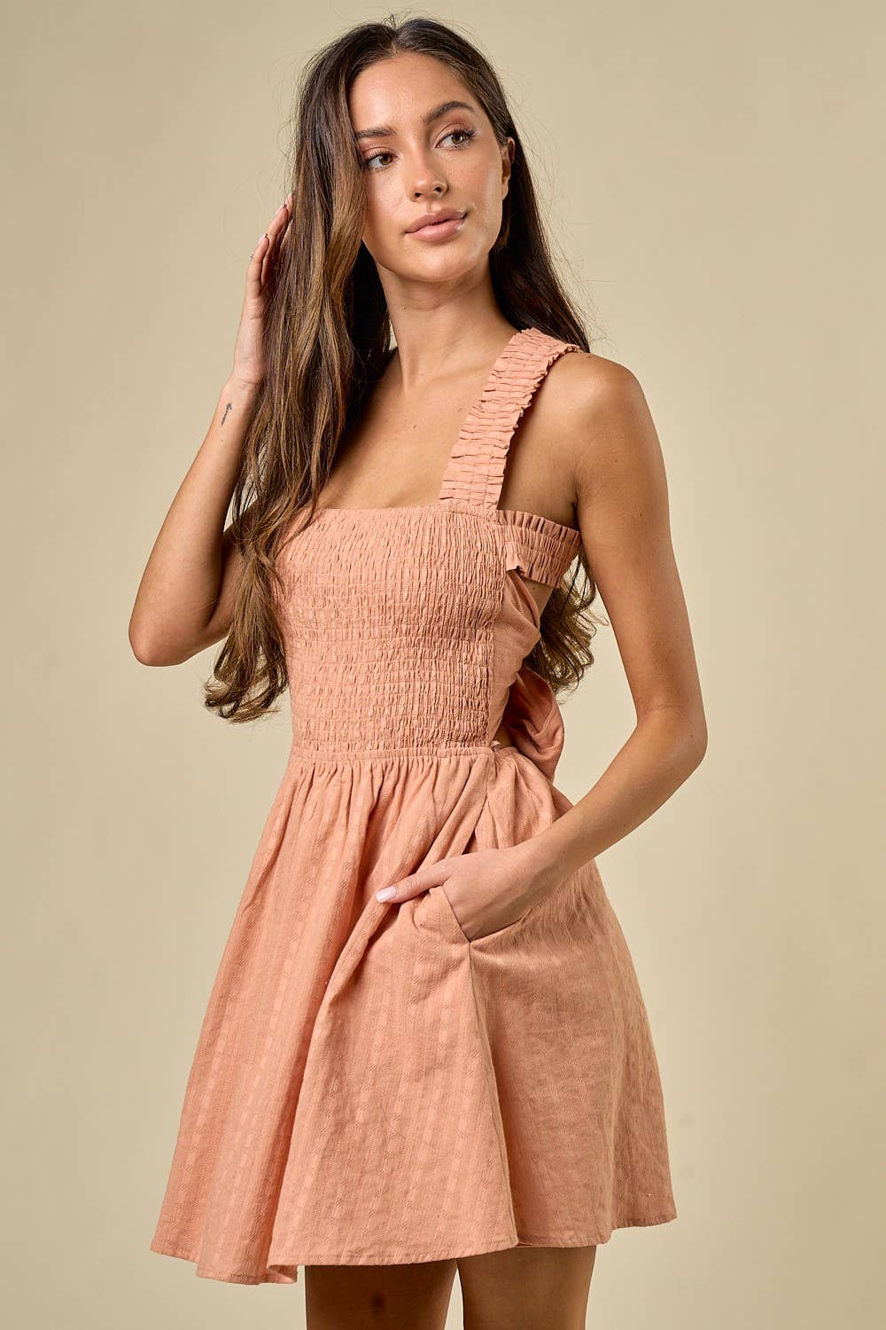 Smocked Detail Tie Back Dress - Boho Soho
