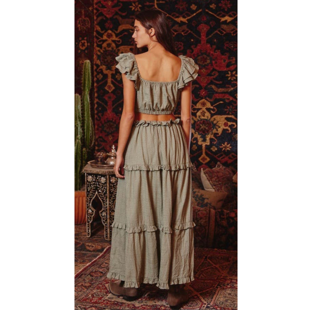 BUCKETLIST Ruffle Detail Cutout Maxi Dress - Boho Soho