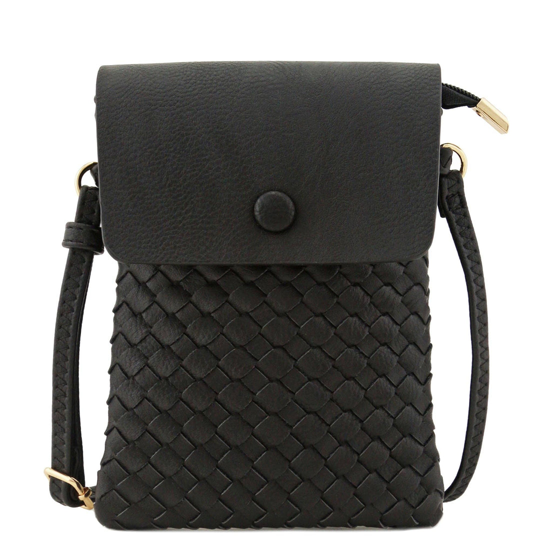Woven Flapover Crossbody Vegan Leather Bag - Boho Soho