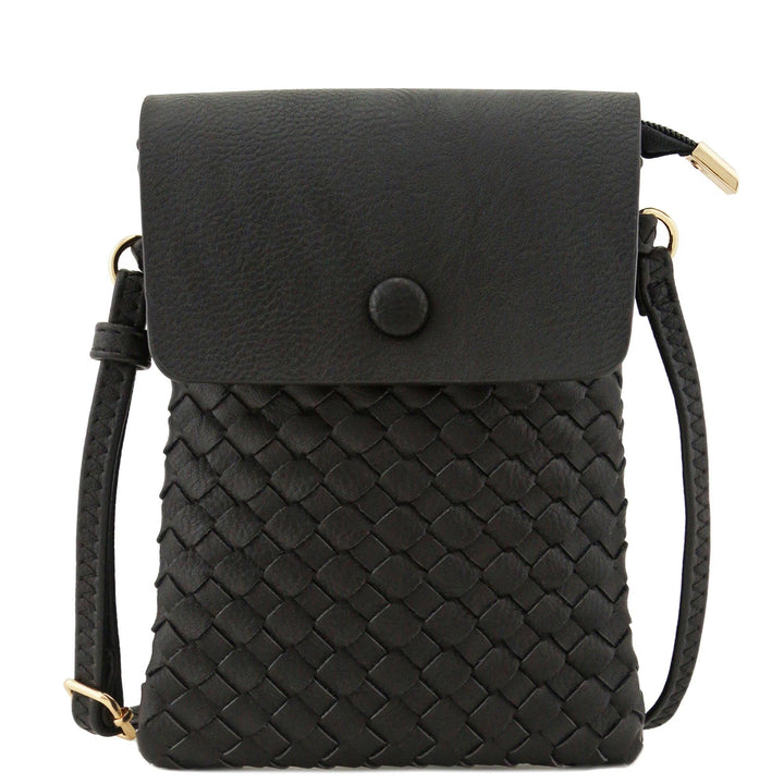 Woven Flapover Crossbody Vegan Leather Bag - Boho Soho