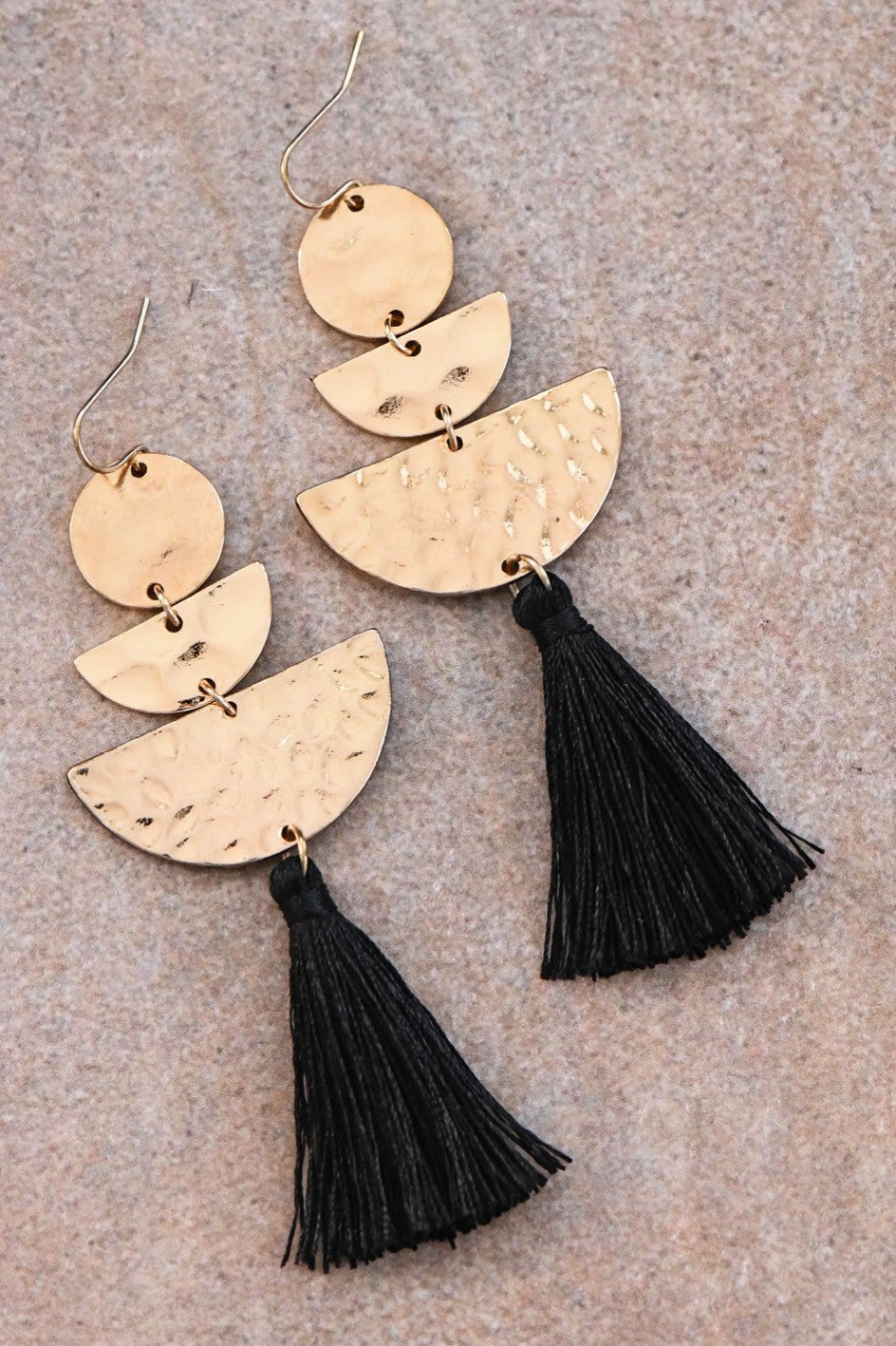 Black Tassel Drop Earrings - Boho Soho