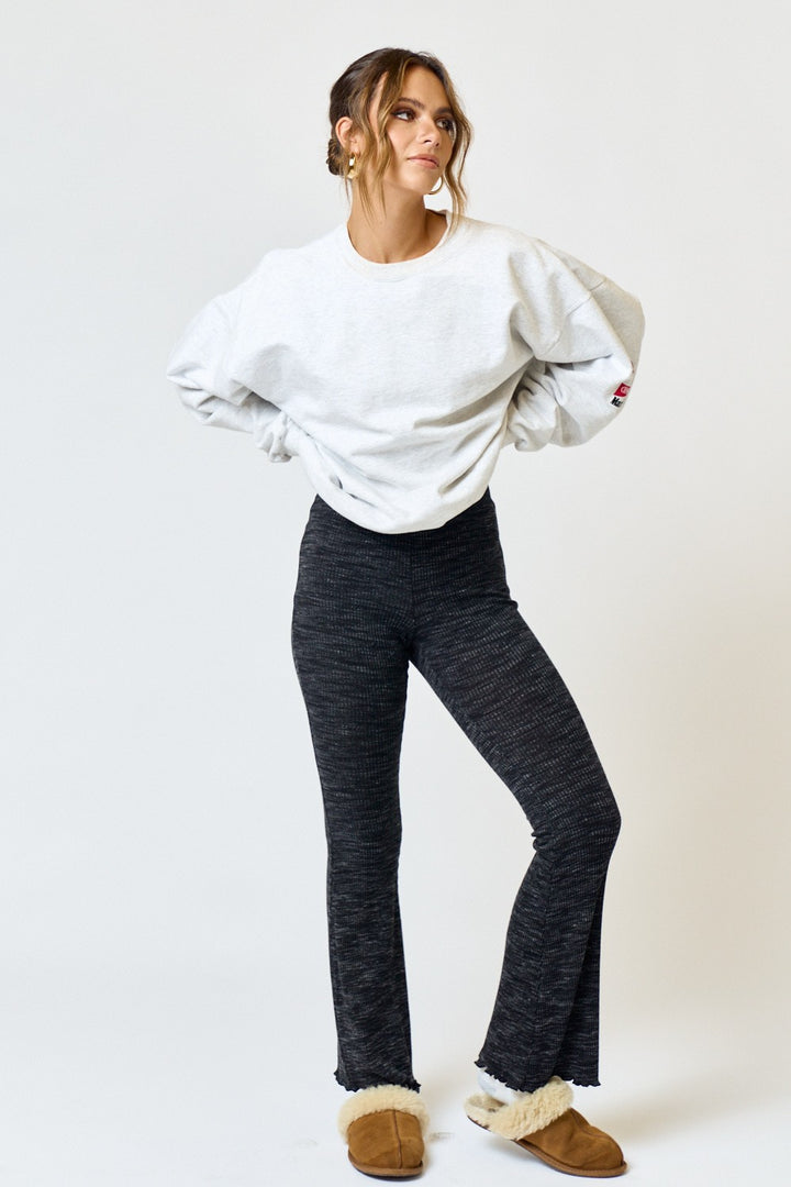 Lettuce Hem Flare Ribbed Pants - Boho Soho