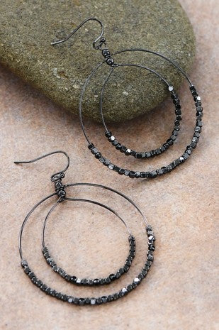 Beaded Double Circle Earrings - Boho Soho