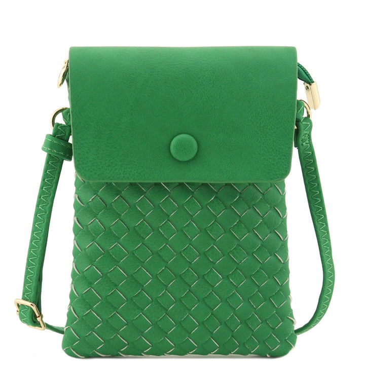 Woven Flapover Crossbody Vegan Leather Bag - Boho Soho