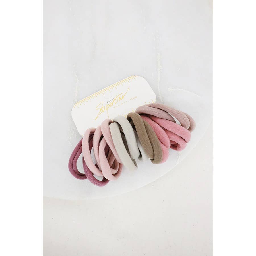 10 Piece Mauve Tone Hair Tie Set - Boho Soho