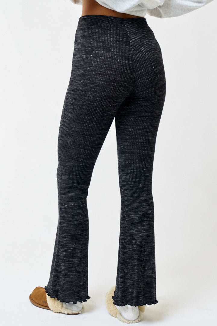 Lettuce Hem Flare Ribbed Pants - Boho Soho