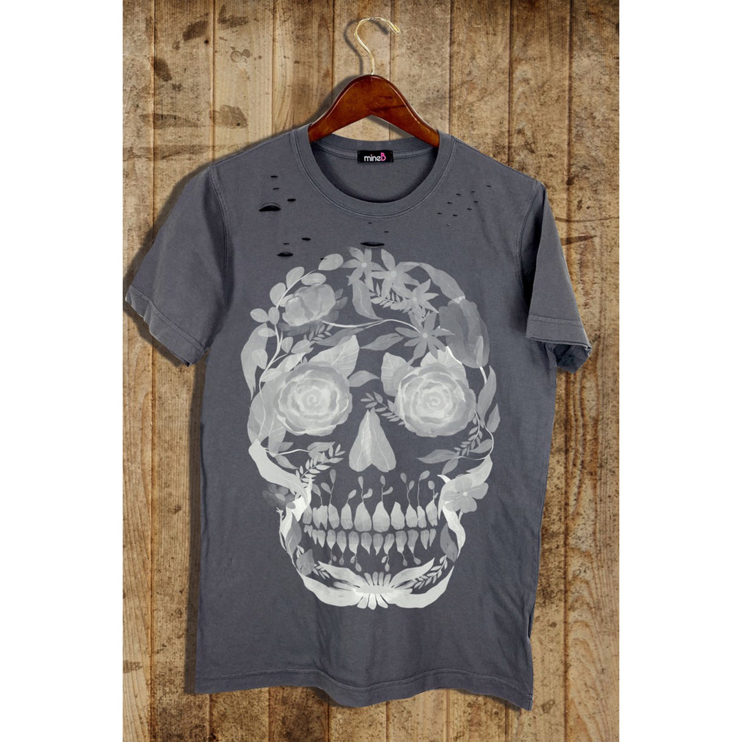 Flower Skull Distressed Graphic Tee - Boho Soho