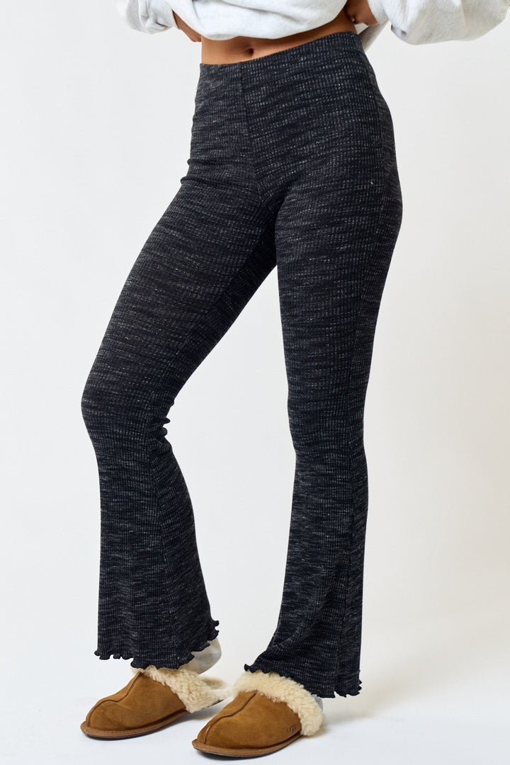 Lettuce Hem Flare Ribbed Pants - Boho Soho