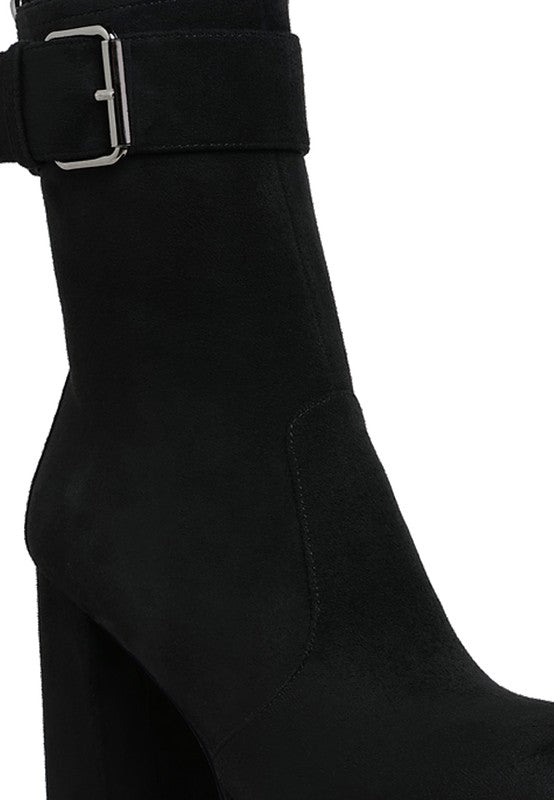 London Rag Wanderer Flared Block Heel Mid-Calf Boots