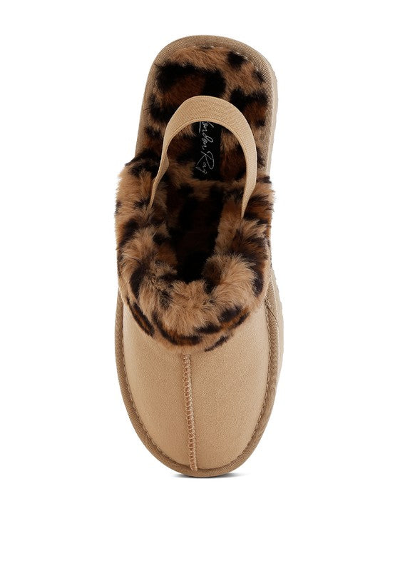 London Rag Kutchu Leopard Faux Fur Platform Classic Slingback